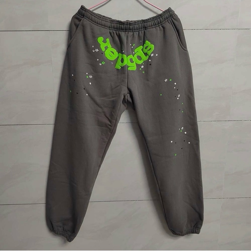 Spider worldwide gray & green sweatpants new small